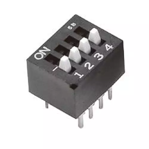 NIDEC COMPONENTS CES Series DIP Switch Non-Illuminated 4PST 25 mA, 100 mA 4 Position 6 V DC, 24 V DC, CES-0402MC