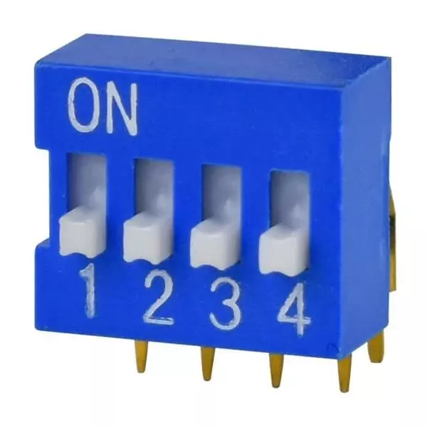 Same Sky DIP Switch Non-Illuminated SPST 25 mA 4 Position 24 V DC, DS03-254-04BE