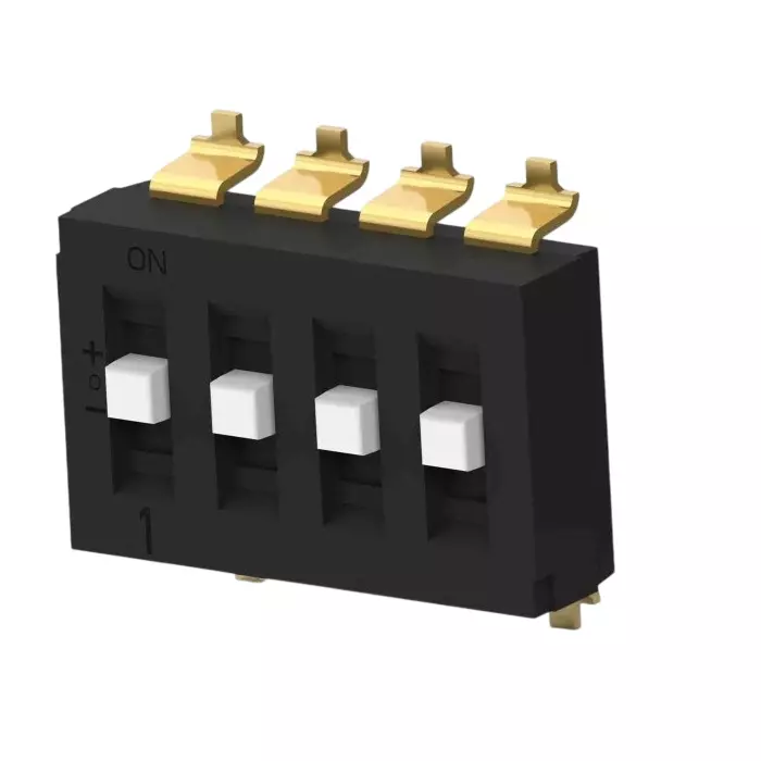 TE CONNECTIVITY 4 Way Surface Mount DIP Switch SPTT Raised Actuator, 2319747-1