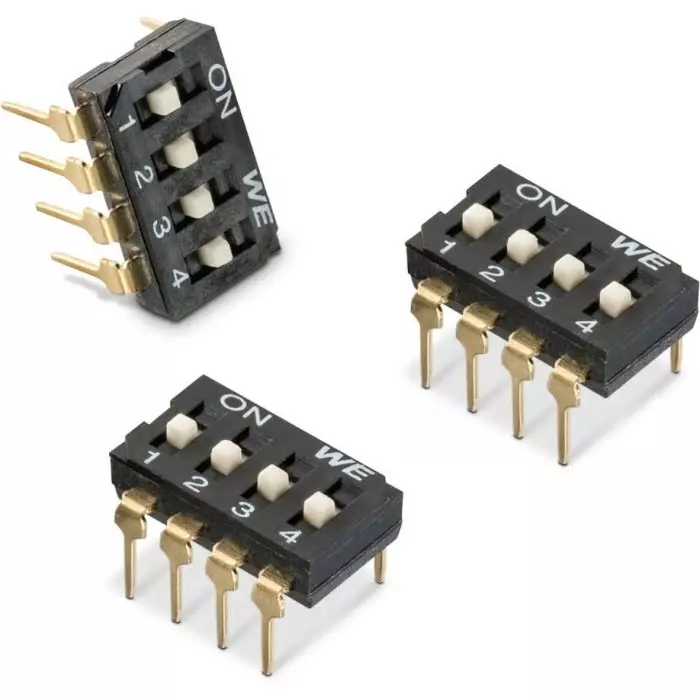 WURTH ELEKTRONIK 1 Way Through Hole DIP Switch SPST Raised Actuator, 418127270904 (Pack of 45)