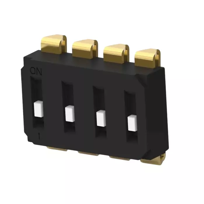 TE CONNECTIVITY 4 Way Surface Mount DIP Switch SPST Raised Actuator, EDS04SNRSTR04Q (Pack of 900)