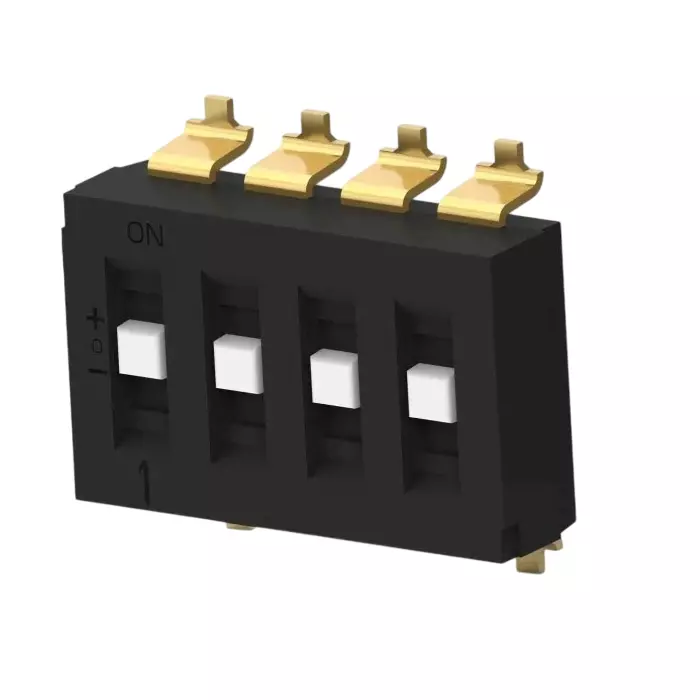 TE CONNECTIVITY 4 Way Surface Mount DIP Switch SPTT Recessed Actuator, TDS04SGRSTR04 (Pack of 900)