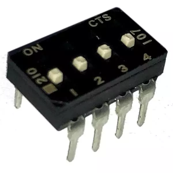 CTS 210 DIP Switch Non-Illuminated SPST 100 mA 4 Position 50 V DC, 210-4MSFD