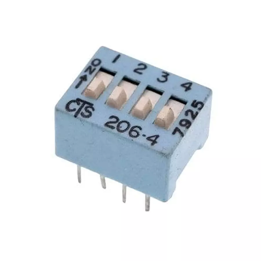 CTS 206 DIP Switch Non-Illuminated SPST 100 mA 4 Position 50 V DC, 206-4E