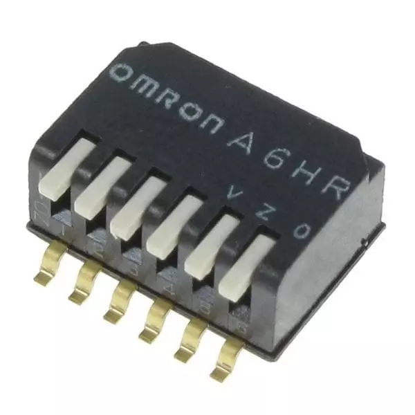 OMRON ELECTRONIC COMPONENTS A6HR Series DIP Switch Non-Illuminated 25 mA 6 Position 24 V DC, A6HR-6104