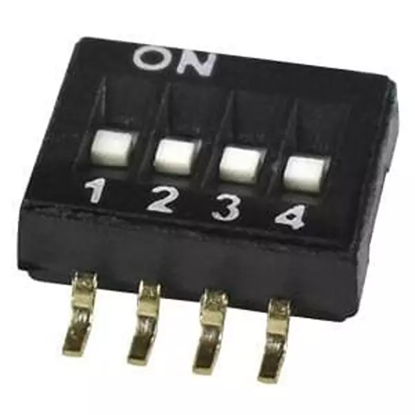 Same Sky DIP Switch Non-Illuminated SPST 25 mA 4 Position 24 V DC, DS05-127-2-04BK-SMT-TR