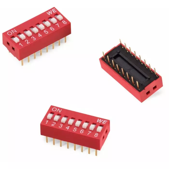 WURTH ELEKTRONIK 1 Way Through Hole DIP Switch SPST Raised Actuator, 418117270901 (Pack of 2)