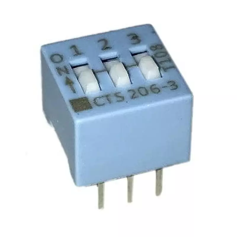 CTS 206 DIP Switch Non-Illuminated SPST 100 mA 3 Position 50 V DC, 206-3S