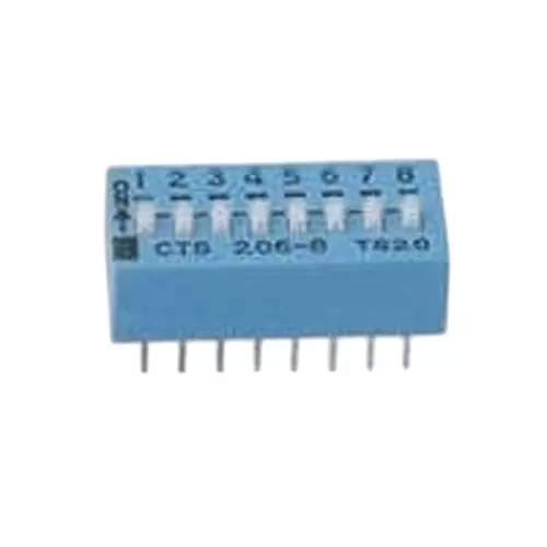 CTS 206 DIP Switch Non-Illuminated SPST 100 mA 6 Position 50 V DC, 206-6LPST