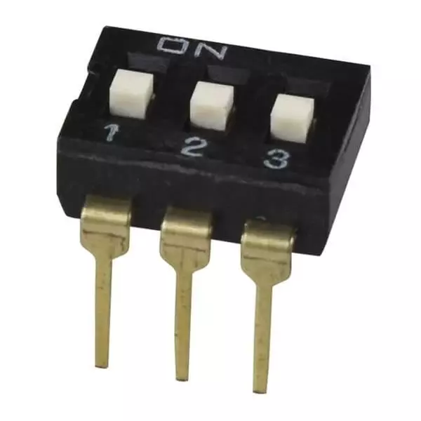 Same Sky DIP Switch Non-Illuminated SPST 25 mA 3 Position 24 V DC, DS04-254-2L-03BK