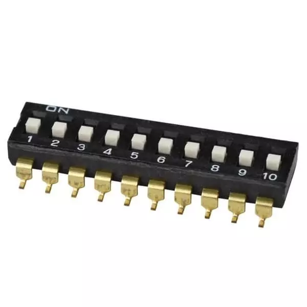 Same Sky DIP Switch Non-Illuminated SPST 25 mA 10 Position 24 V DC, DS04-254-2-10BK-SMT