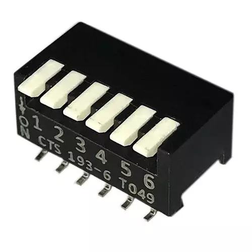 CTS 193 DIP Switch Non-Illuminated SPST 100 mA 6 Position 50 V DC, 193-6MS
