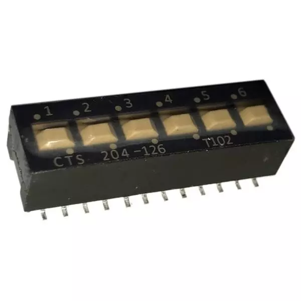 CTS 204 DIP Switch Non-Illuminated SPDT 100 mA 6 Position 50 V DC, 204-126ST