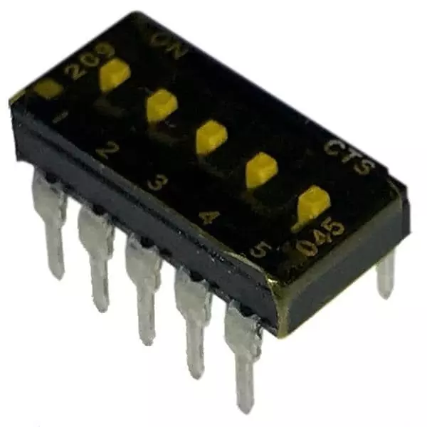 CTS 209 DIP Switch Non-Illuminated SPST 100 mA 5 Position 50 V DC, 209-5MST