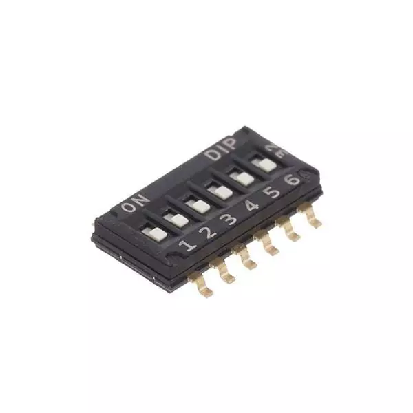 Diptronics DHN Series DIP Switch Non-Illuminated SPST 25 mA 6 Position 24 V DC, DHN-06F-T-V