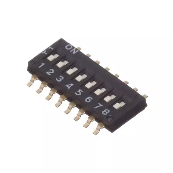 OMRON ELECTRONIC COMPONENTS A6H Series DIP Switch Non-Illuminated SPST 25 mA 8 Position 24 V DC, A6H-8102-PM