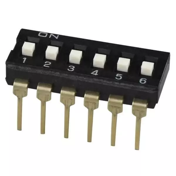 Same Sky DIP Switch Non-Illuminated SPST 25 mA 6 Position 24 V DC, DS04-254-2L-06BK
