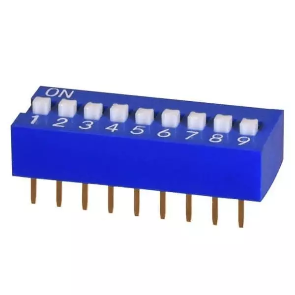 Same Sky DIP Switch Non-Illuminated SPST 25 mA 9 Position 24 V DC, DS01C-254-L-09BE