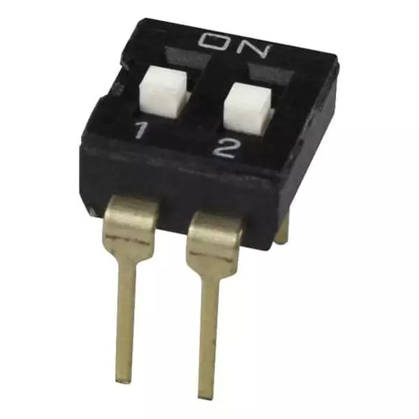 Same Sky DIP Switch Non-Illuminated SPST 25 mA 2 Position 24 V DC, DS04-254-2L-02BK