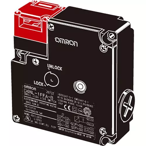 Omron Small Electromagnetic Lock Safety Door Switch 5 V DC 1 mA Resistance Load, D4NL-1HFG-B