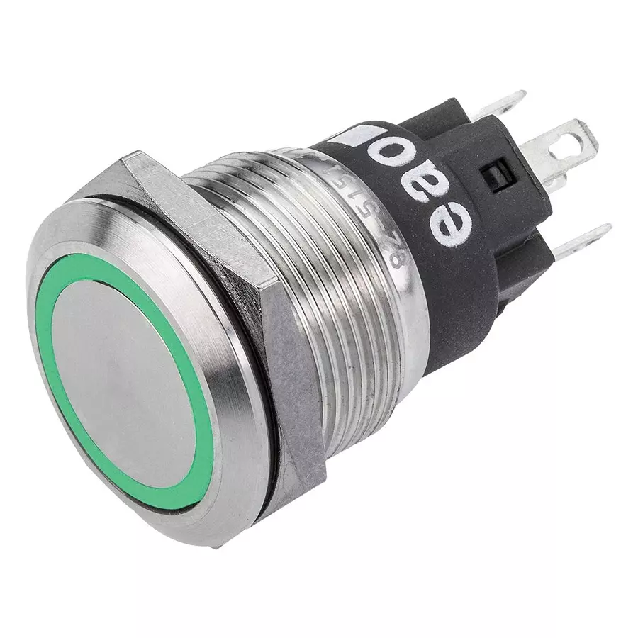 EAO PB SWITCH, ILLUM, SPDT, 5A, 250VAC, GRN, 82-5151.2134