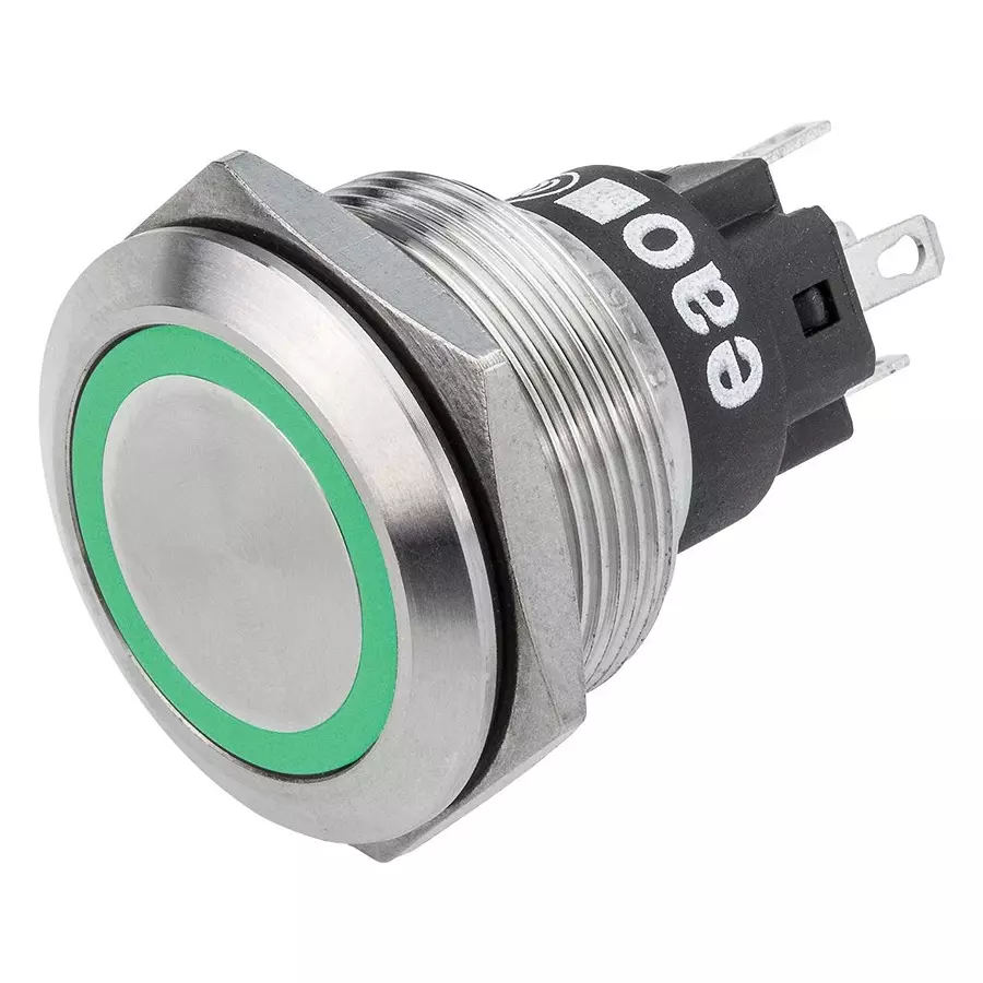 EAO PB SWITCH, ILLUM, SPDT, 5A, 250VAC, GRN, 82-6151.2134