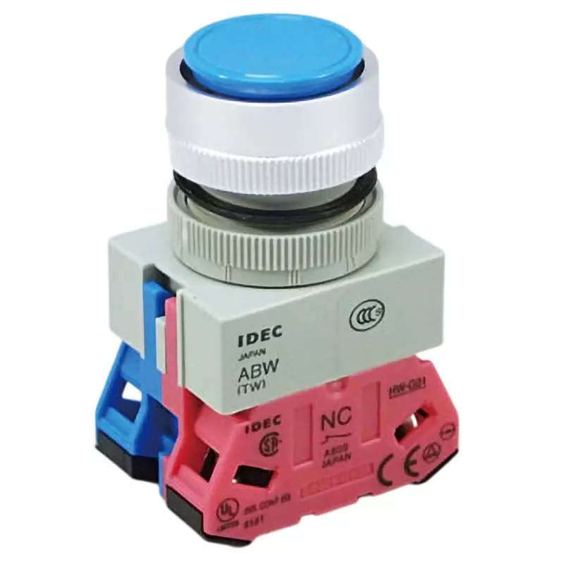 IDEC Diameter 22 Tw Series Push Button Switch Flat Type 1A1B Screw Terminal Blue, Abw111S