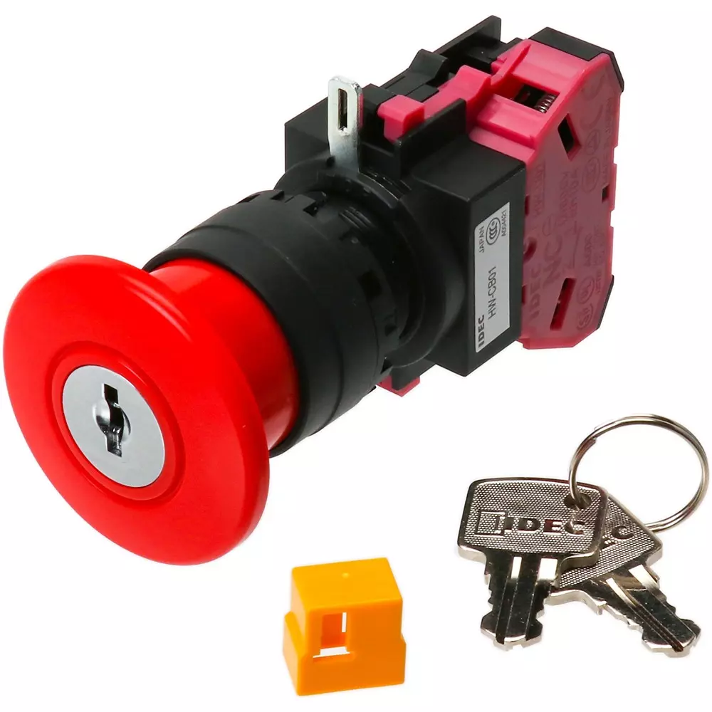 IDEC Diameter 22 Hw Series Emergency Stop Push Button Switch Push Lock Key Reset Switch 1B Non-Illuminated , Hw1B-X401R