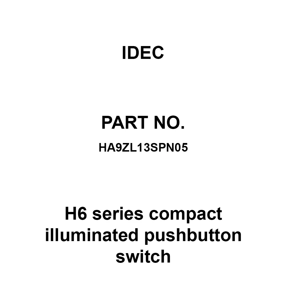 IDEC H6 Series compact illuminated pushbutton switch For Lens. Polyarylate Resin, HA9ZL13SPN05 (Pack of 5 Pcs)