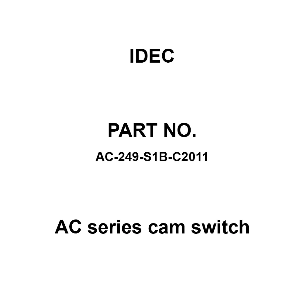 IDEC AC Series cam switch 600 V Silver 10A, AC-249-S1B-C2011