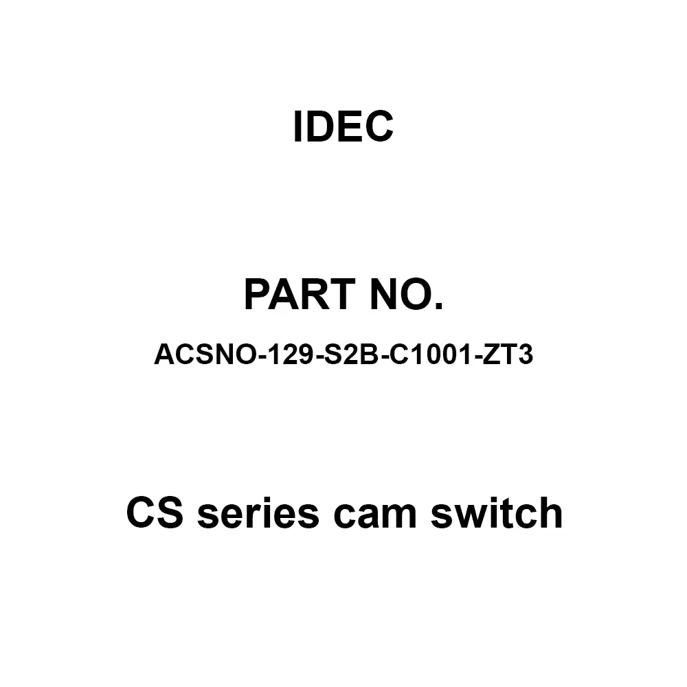 IDEC CS Series cam switch 600 V Silver Contacts 10A, ACSNO-129-S2B-C1001-ZT3