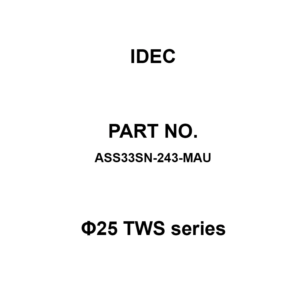 IDEC Φ25 TWS Series 3S M3.5 Screw Terminal 600 V, ASS33SN-243-MAU