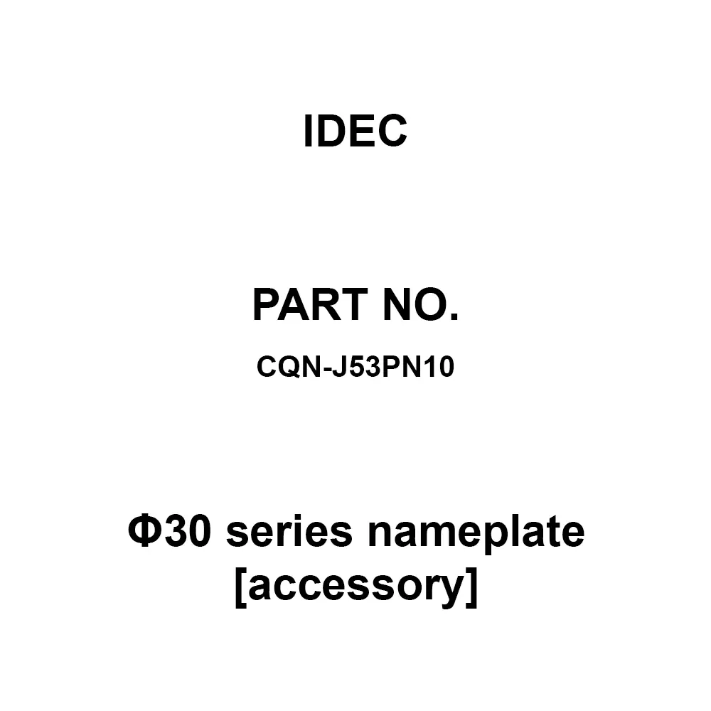 IDEC Φ30 Series nameplate Accessory Made Of Aluminum, CQN-J53PN10 (Set of 10 Pcs)