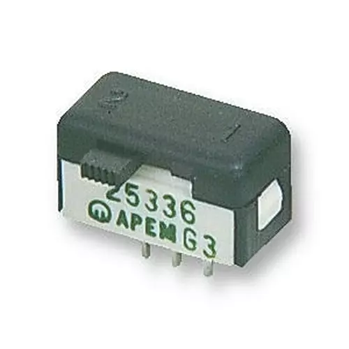 APEM SLIDE SWITCH, SPDT, SIDE BUTTON, 25336NA