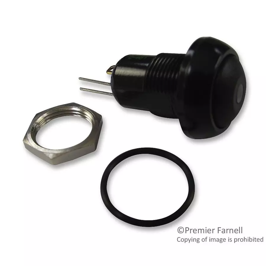 APEM SWITCH, ON-OFF, BLK/YEL LED, IPR1SAD2L0Y