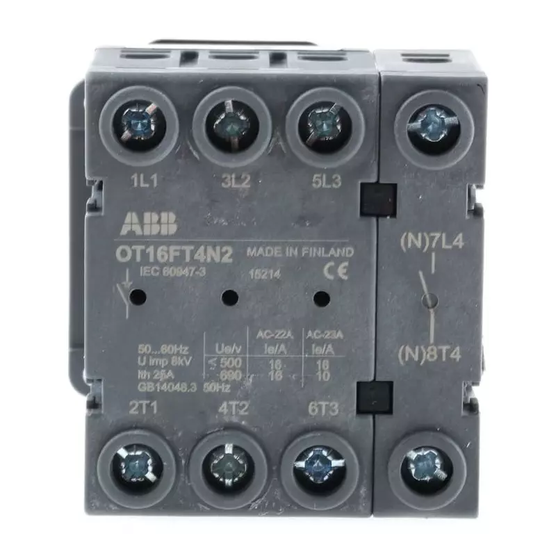 ABB 4P Pole Panel Mount Non Fused Isolator Switch - 16A Maximum Current, 7.5kW Power Rating, IP20, OT16FT4N21SCA105711R1001