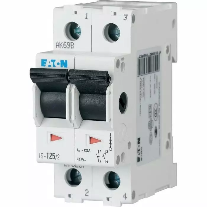 EATON 2 Pole DIN Rail Isolator Switch - 25A Maximum Current, IP40, 276263 IS-25/2
