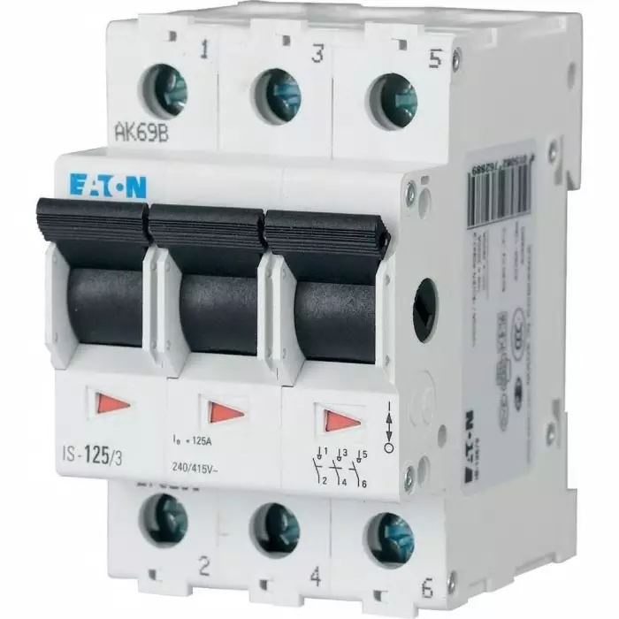 EATON 3 Pole DIN Rail Isolator Switch - 20A Maximum Current, IP40, 276260 IS-20/3