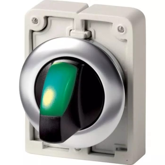 EATON Series M30 Series 3 Position Selector Switch Head, 30 mm Cutout, Green Handle, 188073 M30I-FWRLK3-G