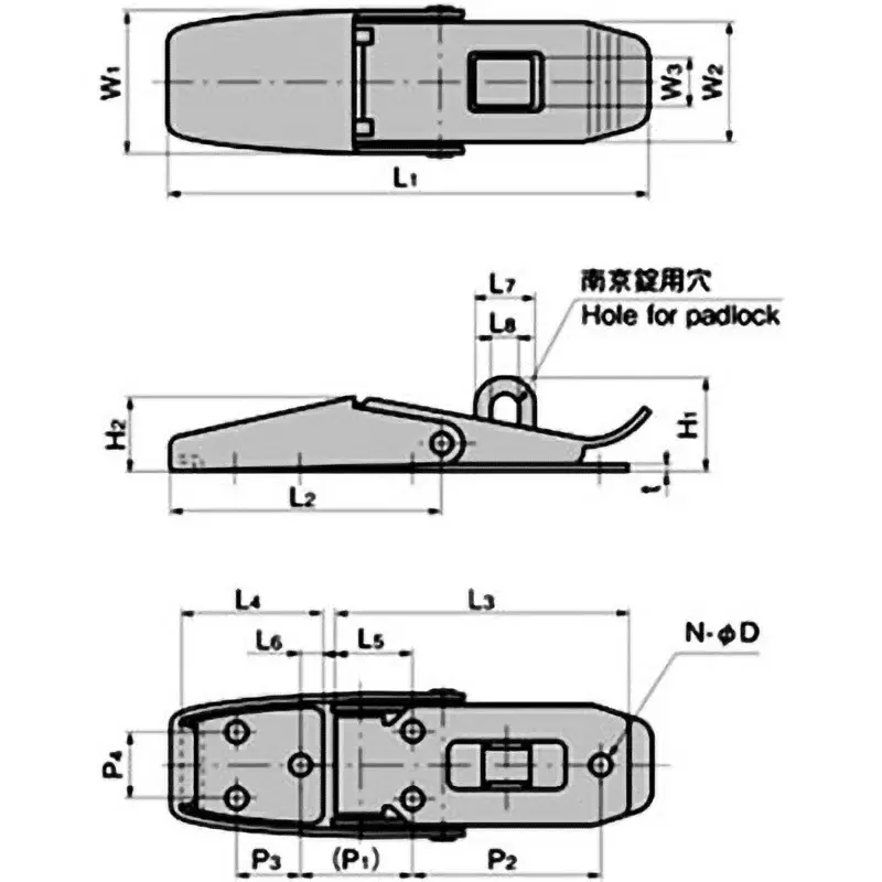 TAKIGEN Stainless Steel Snap Lock 98x55.5x60 mm (L1xL2xL3) without Keyhole, C-1144-1A