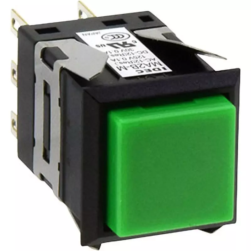 IDEC Ma Series Push Button Switch (Square) 2C Soldering Tab 110 Terminal Green, Ma2B-M219G
