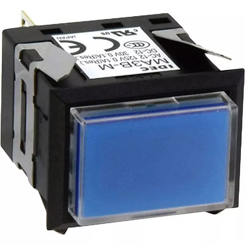 IDEC Ma Series Push Button Switch (Horizontal Row / Square) 1C Soldering Tab 110 Terminal Blue, Ma3B-M139Ls