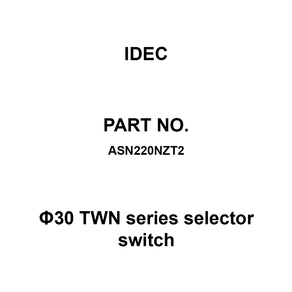 IDEC Φ30 TWN Series selector switch 600 V Silver 10A, ASN220NZT2