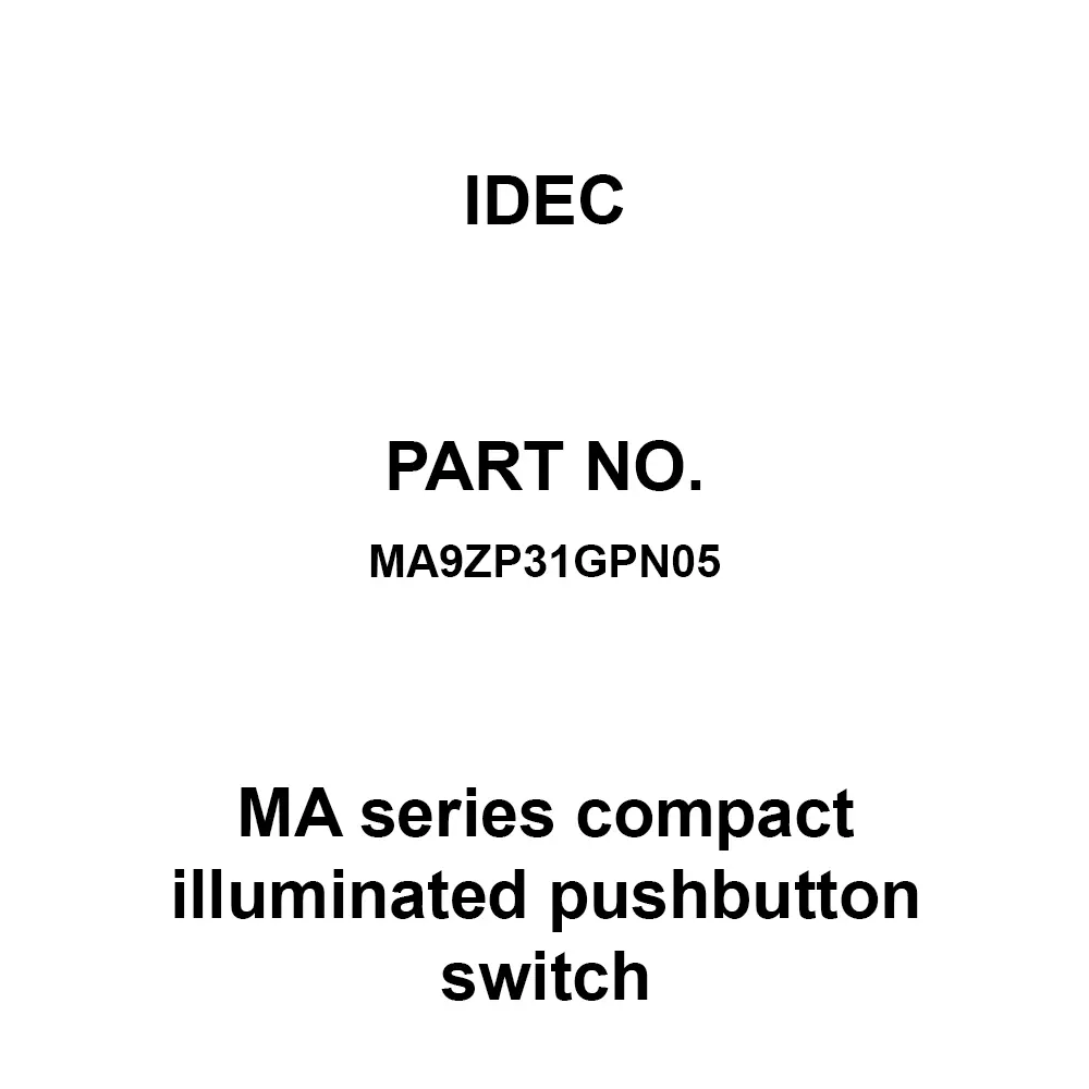 IDEC MA Series compact illuminated pushbutton switch Color Board Acrylic Resin, MA9ZP31GPN05 (Pack of 5 Pcs)