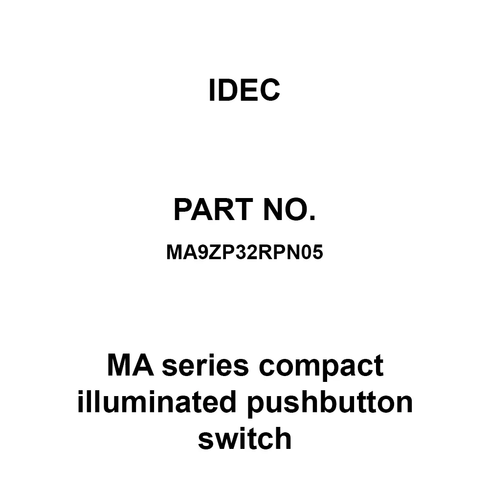 IDEC MA Series compact illuminated pushbutton switch Color Board Acrylic Resin, MA9ZP32RPN05 (Pack of 5 Pcs)