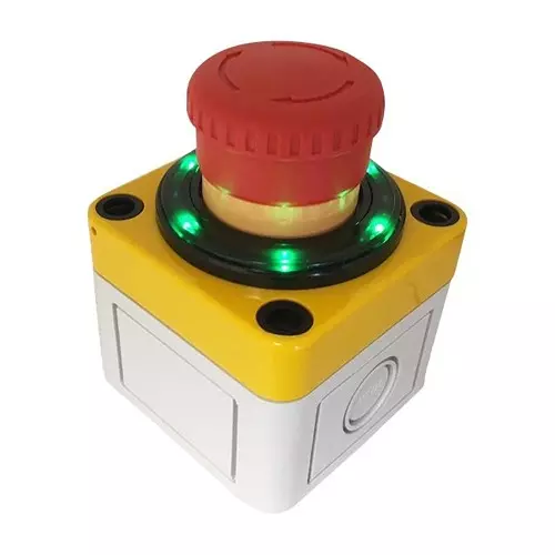APEM SWITCH, INDUSTRIAL E STOP & RED/GRN HALO, A02ESI3B102IX0+PEA01+QH22L28RGC