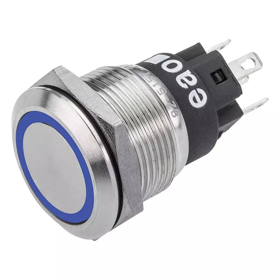 EAO PB SWITCH, ILLUM, SPDT, 5A, 250VAC, BLUE, 82-5151.2124
