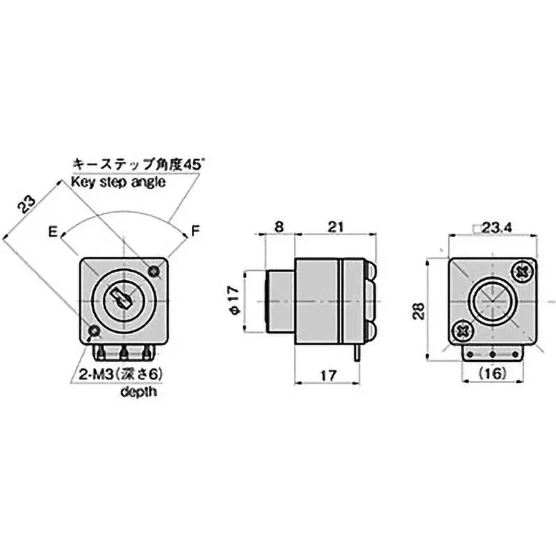 TAKIGEN Unit Key Switch Zinc Alloy Chrome Plating, S-34-E90-EF-1G(#3413)