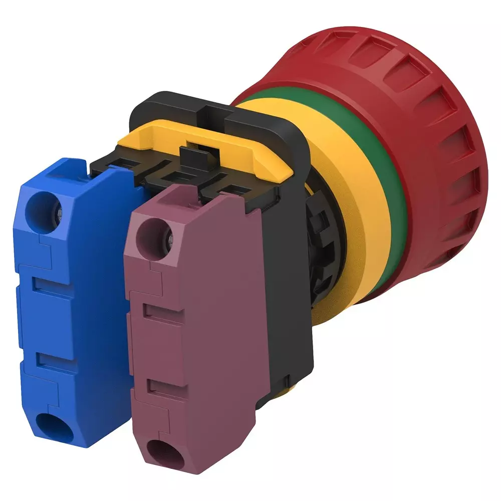 ALCOSWITCH - TE CONNECTIVITY E-STOP SWITCH, SPST-NO/SPST-NC, 10A, 24VAC, PBES22N11R