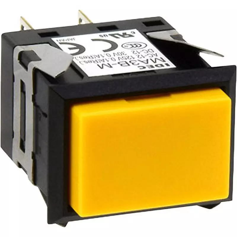 IDEC Ma Series Push Button Switch (Horizontal Row / Square) 1C Soldering Tab 110 Terminal Yellow, Ma3B-A539Y